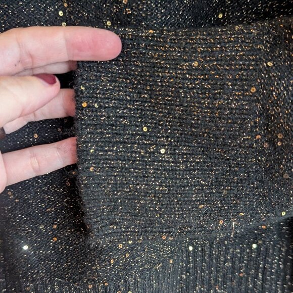 Ann Taylor LOFT Sweater. Brown with Gold Champagne Sparkles Size Large - Picture 6 of 16
